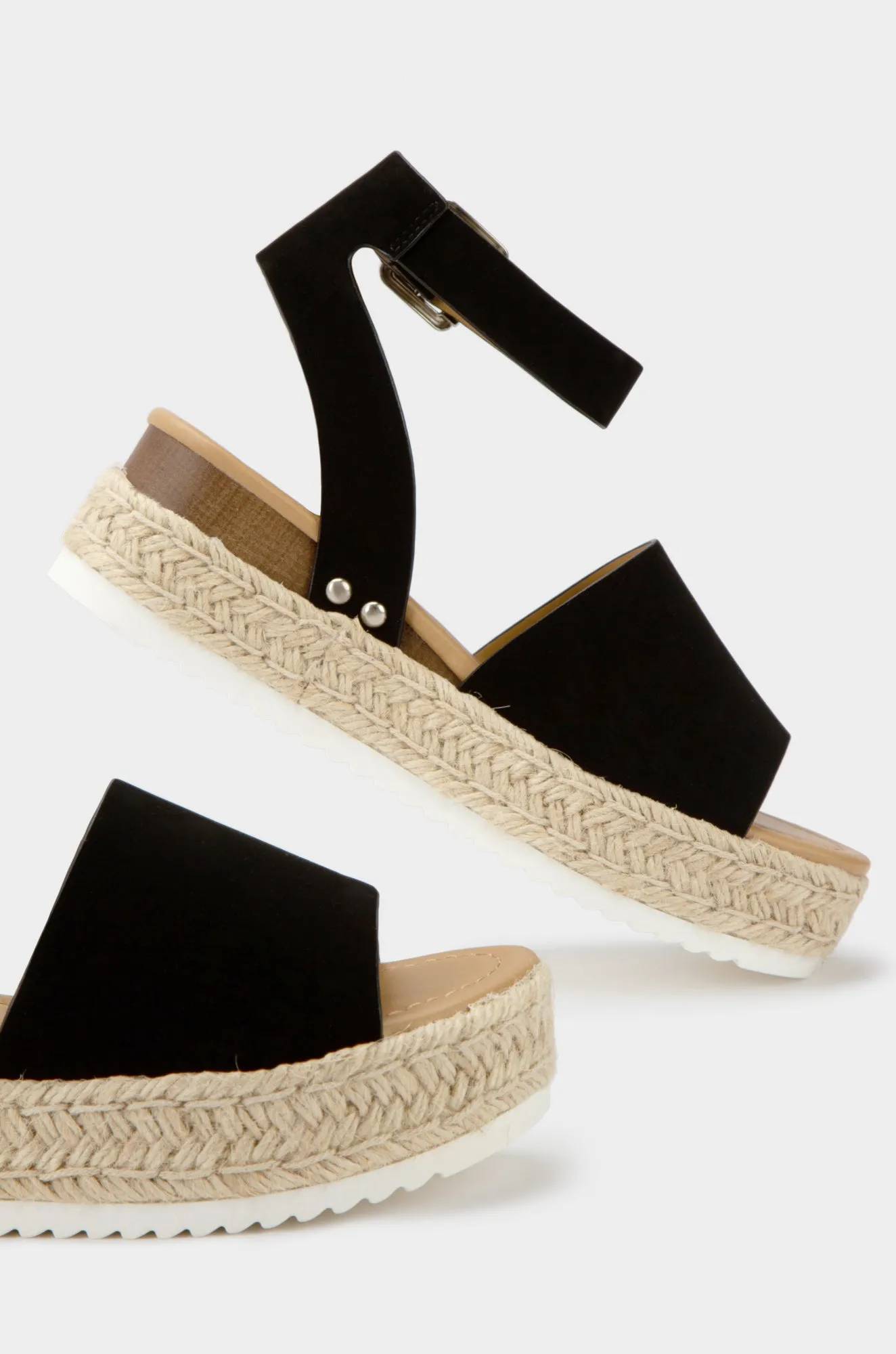 Voyage Platform Espadrille Sandals - Black