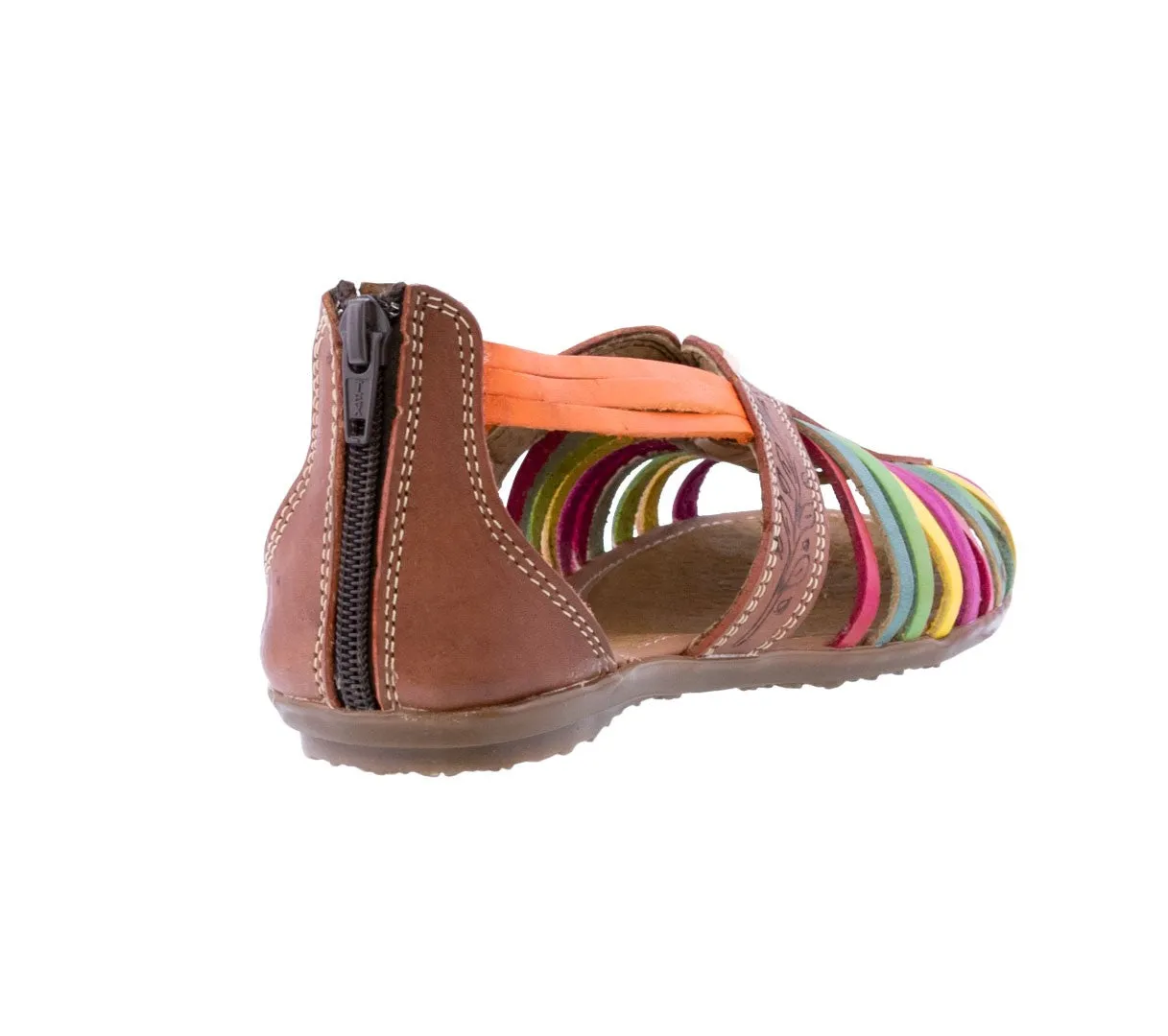 Womens Authentic Huaraches Real Leather Sandals Zipper Rainbow - #222